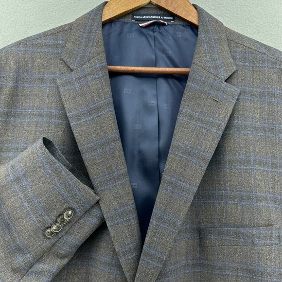 Tommy Hilfiger Other - Tommy Hilfiger Windowpane Plaid Wool Blend Sport Coat Blazer Jacket 52R